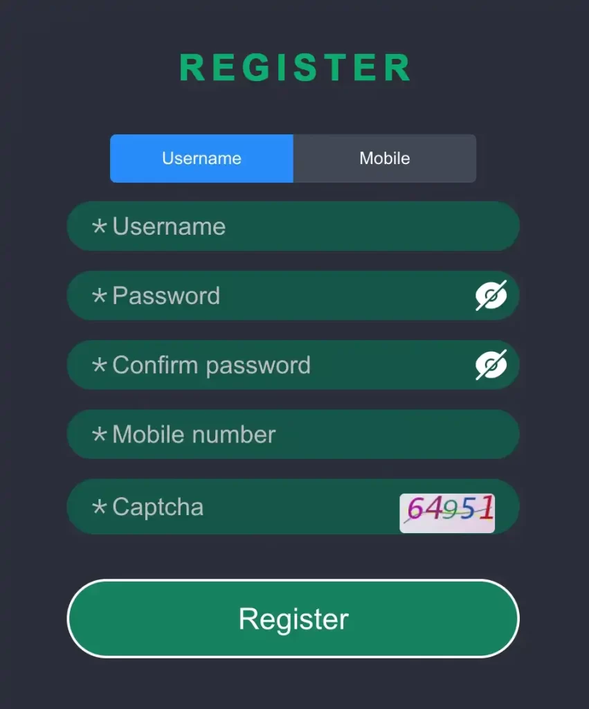 QQPH account registration screen with simple signup process and seamless gaming access